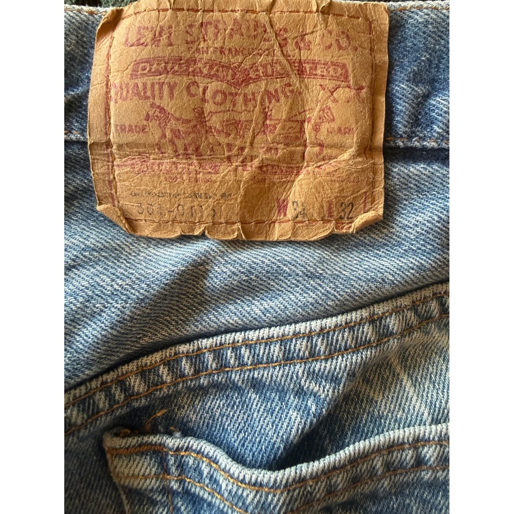 Levis 501-0115 Mens Straight Leg Button Fly Light Wash Blue Denim Jeans 34x32 - Picture 3 of 8